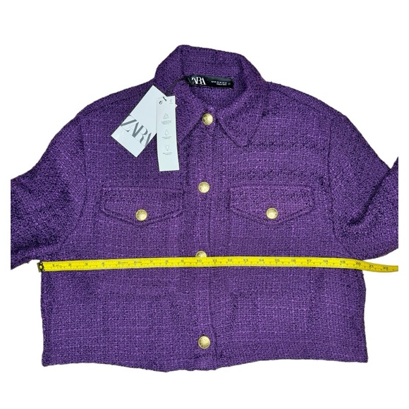 NWT Zara Purple Tweed Cropped Jacket Women's Sz xsmall - Picture 9 of 10